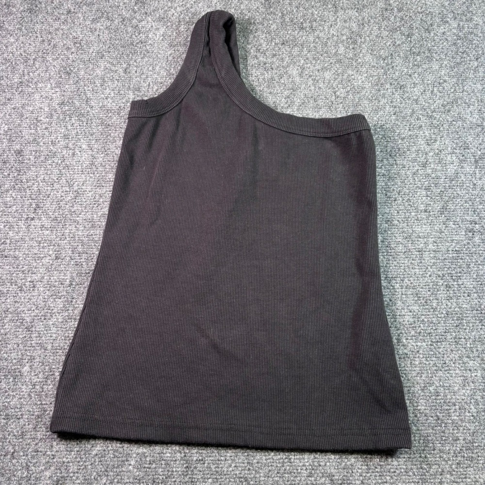 Missguided One Shoulder Tank Top Womens Size 6 Black Ribbed Petite ZX9220628